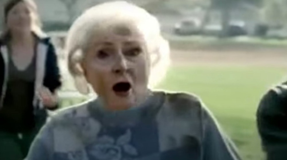 Betty White playing football