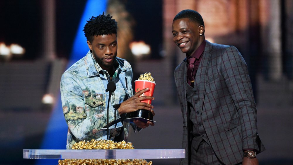 Chadwick Boseman and James Shaw Jr. at the 2018 MTV Movie and TV Awards