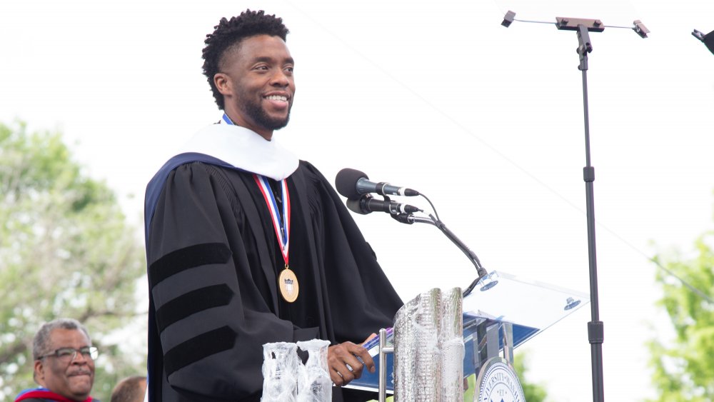 Chadwick Boseman speaking at Howard University's commencement ceremony