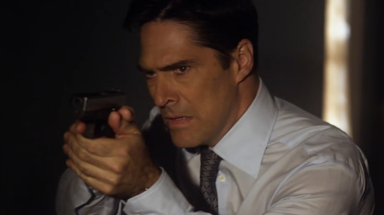 Hotch aiming gun criminal minds