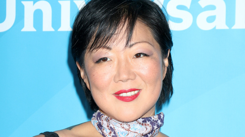 Margaret Cho with short hair on the red carpet