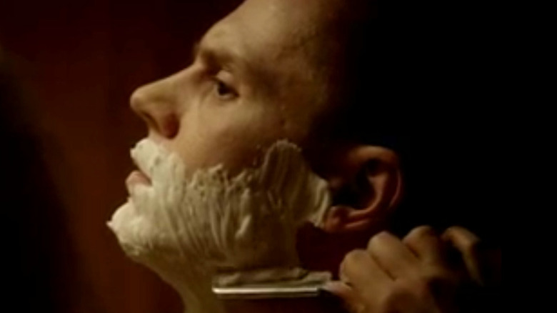 Evan Peters shaving face