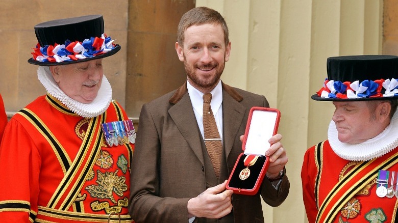 Bradley Wiggins with knighthood medal