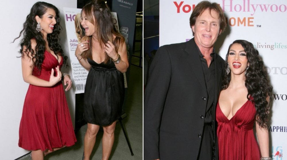 Split image of Kim Kardashian, Robin Antin, and Caitlyn Jenner at the KUWTK premiere