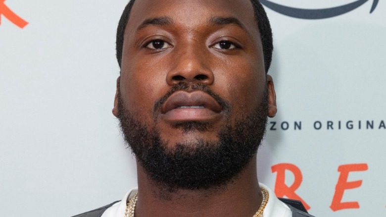 Meek Mill with serious facial expression