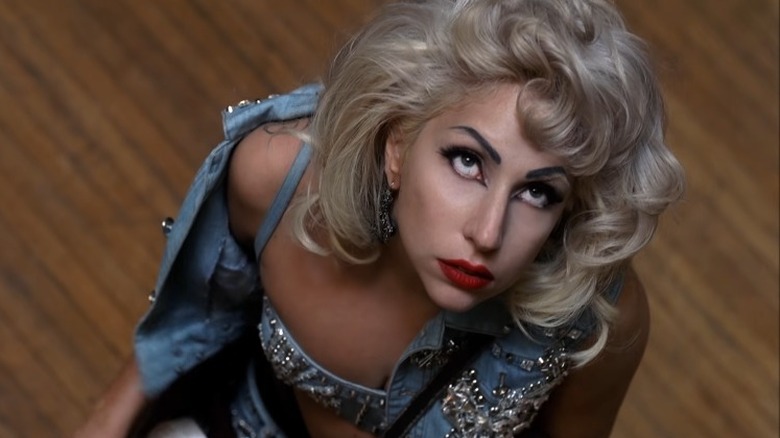 Lady Gaga looking up