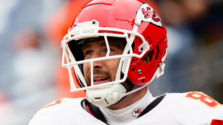 Travis Kelce in Chiefs helmet