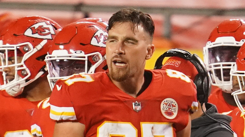 Travis Kelce on the sidelines