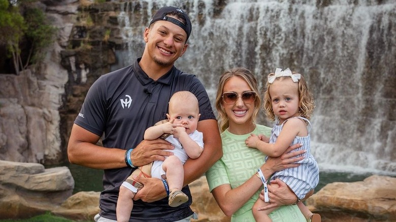 The Mahomes family before waterfall