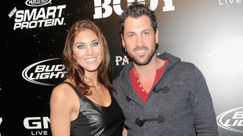 Hope Solo and Maks Chmerkovskiy on the red carpet
