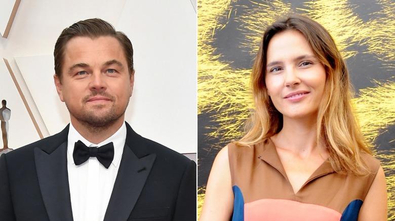 Leonardo DiCaprio in tux and Virginie LeDoyen smiles