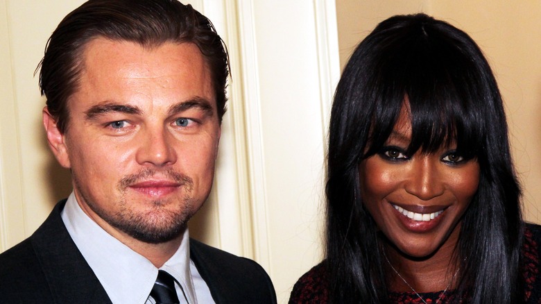 Leonardo DiCaprio and Naomi Campbell pose 