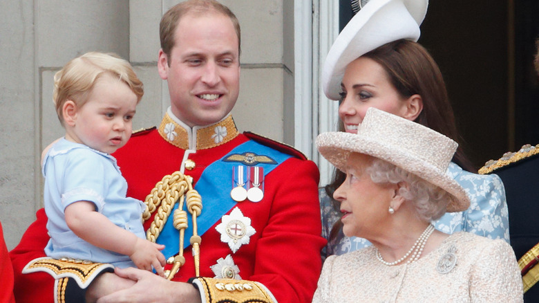 Queen Elizabeth talks to Prince George 