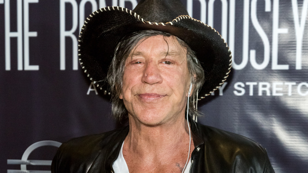 Mickey Rourke at an event with cowboy hat