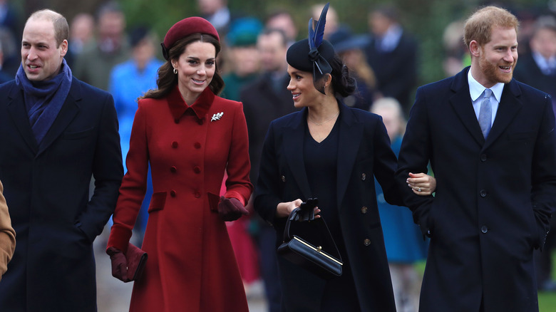 Prince William, Kate Middleton, Meghan Markle, Prince Harry walking