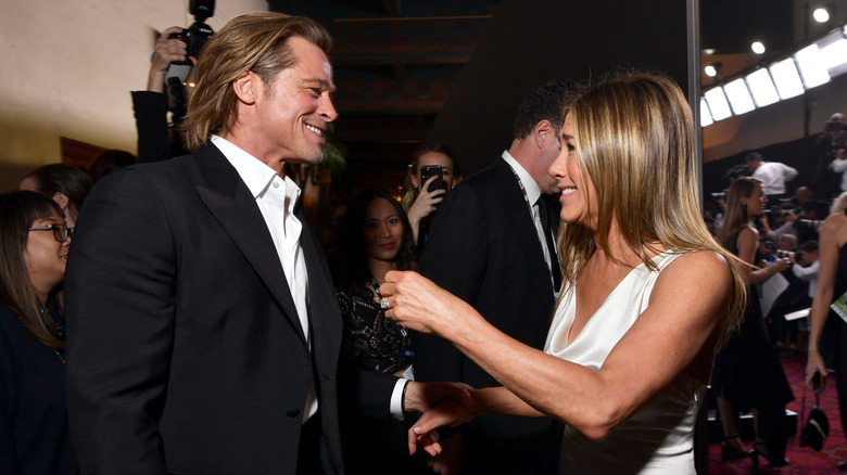 Brad Pitt, Jennifer Aniston laughing