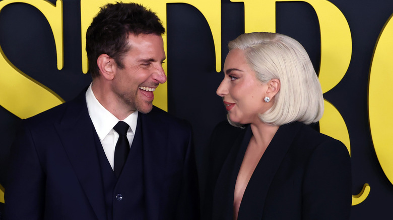 Bradley Cooper and Lady Gaga smiling