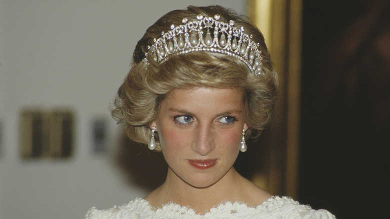 Princess Diana wearing a tiara