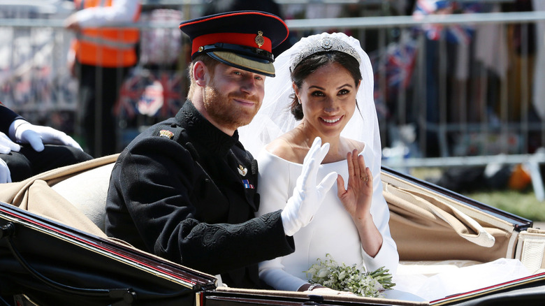 Prince Harry and Meghan Markle on their wedding day