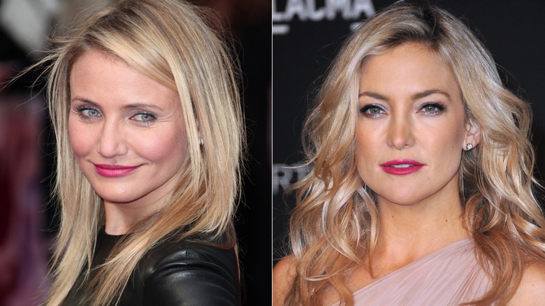 Split image of Cameron Diaz and Kate Hudson; both posing