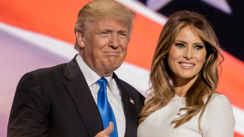 Donald Trump posing with wife Melania Trump