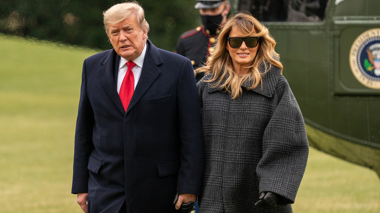 Melania Trump, posing with her husband Donald Trump