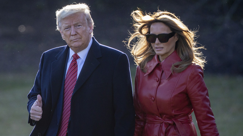 Melania Trump, posing with her husband Donald Trump