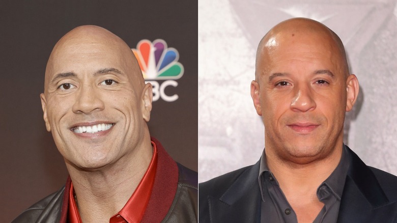 Dwayne Johnson and Vin Diesel smiling