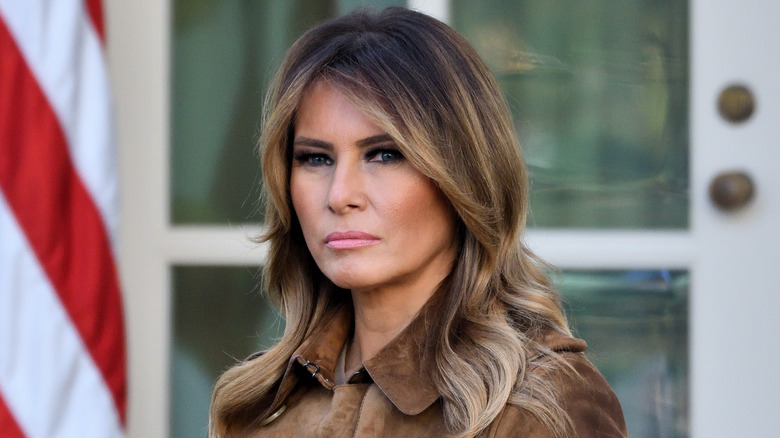 Melania Trump in front of the White House