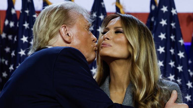 Donald Trump kisses Melania on election night 2024.