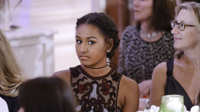 Sasha Obama attending a State Dinner at the White House