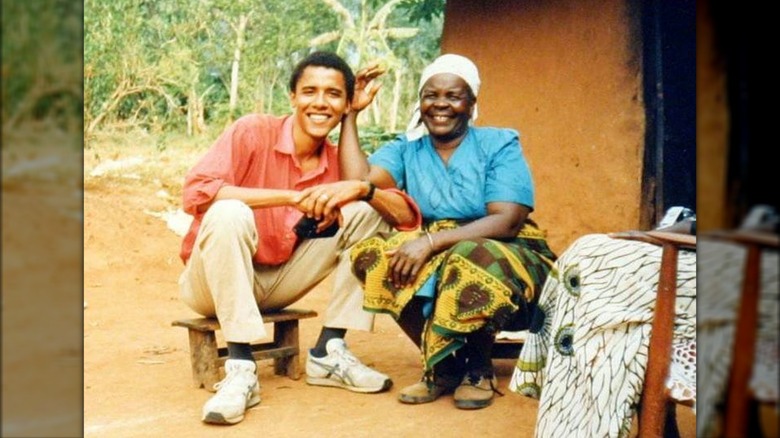 Barack Obama with his grandmother in Kenya