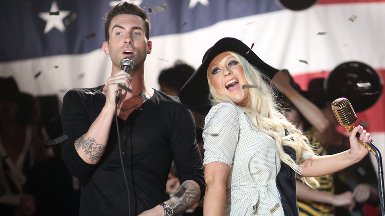 Christina Aguilera and Adam Levine performing together