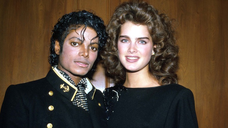 Michael Jackson posing with Brooke Shields