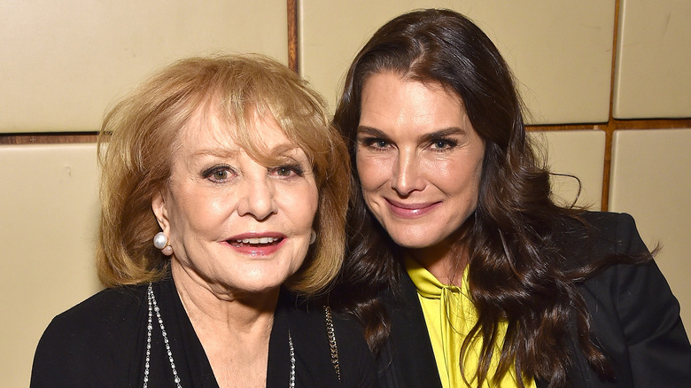 Barbara Walters smiling with Brooke Shields