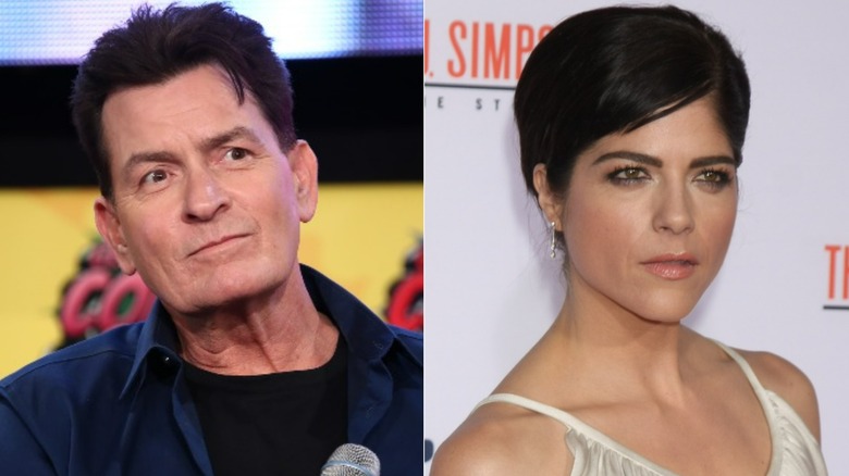 Charlie Sheen, Selma Blair split image