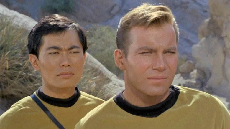 George Takei and William Shatner in a Star Trek scene