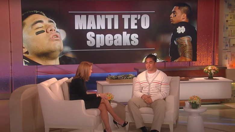 Katie Couric and Manti Te'o speaking