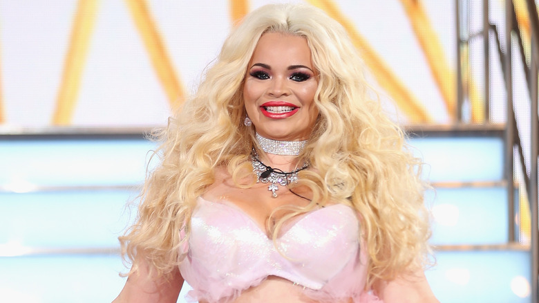 Trisha Paytas wearing shiny pink bra