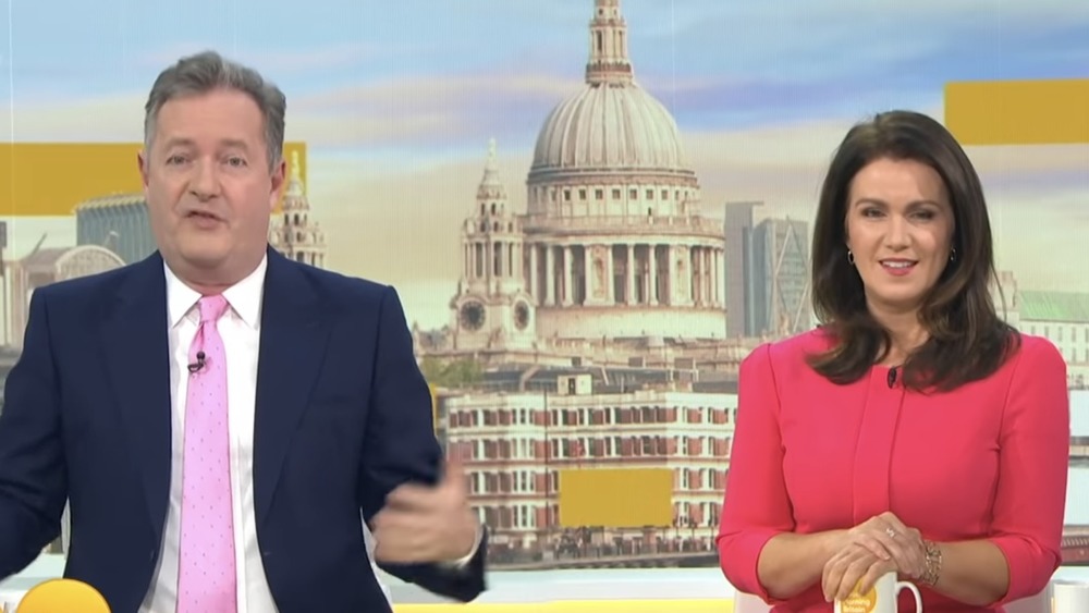 Piers Morgan and Susanna Reid filming Good Morning Britain