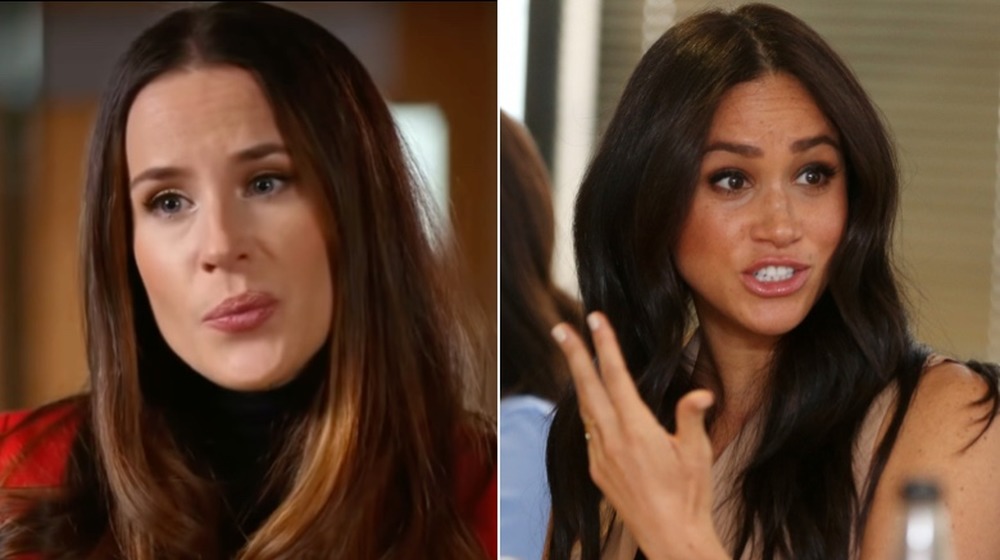 Ashley Biden and Meghan Markle speaking in split image