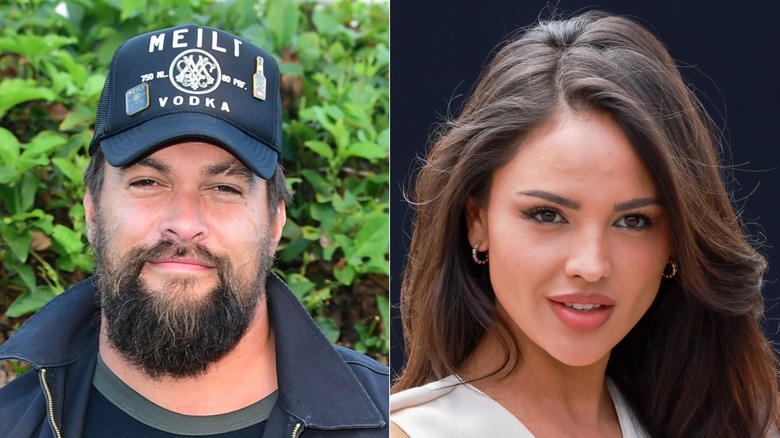 Jason Momoa and Eiza González split image