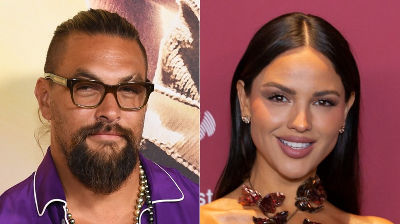 Jason Momoa and Eiza González split image