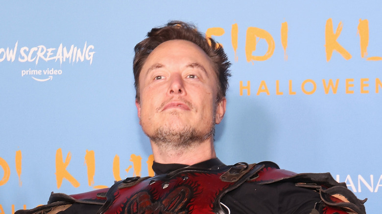 Elon Musk dressed like a superhero at Heidi Klum's Halloween party