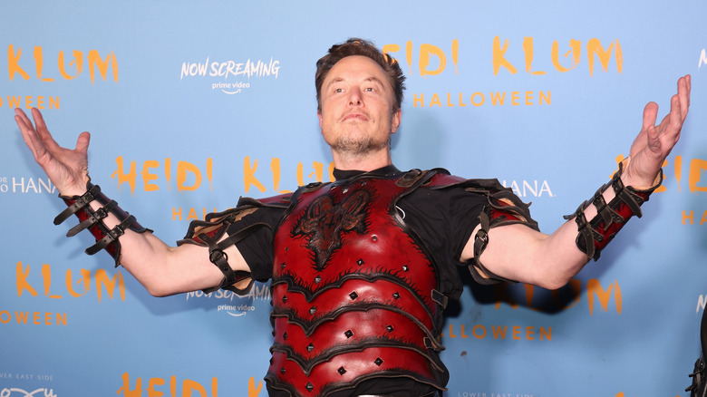 Elon Musk dressed like a superhero at Heidi Klum's Halloween party