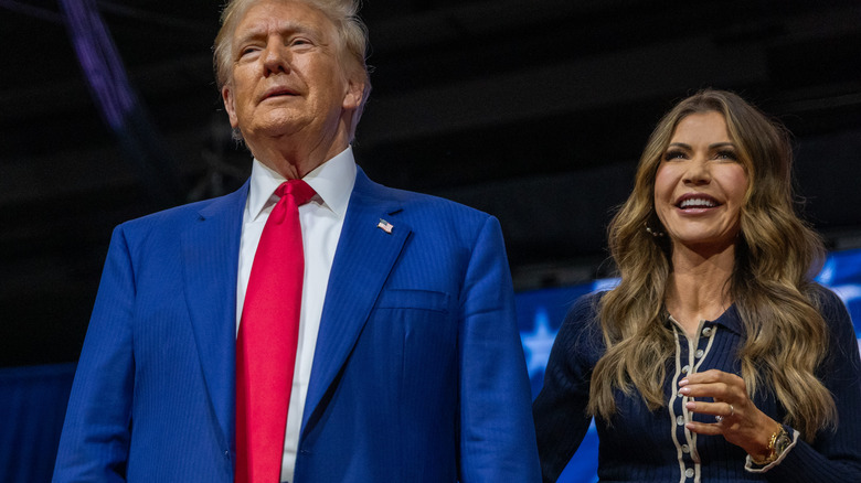 Donald Trump and Kristi Noem at town hall