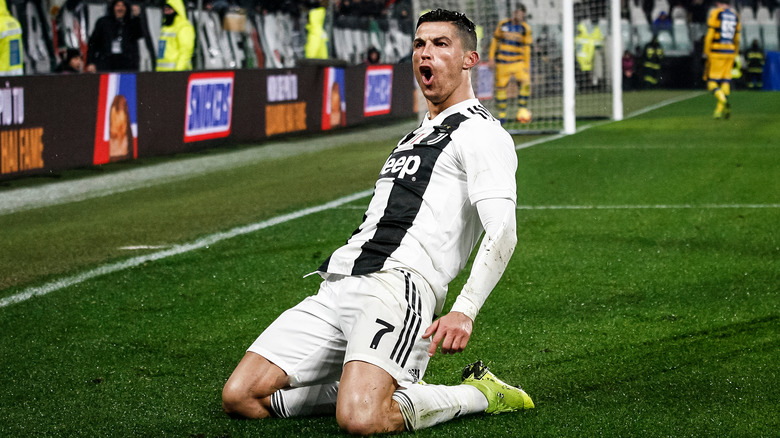 Cristiano Ronaldo celebrate on the soccer field