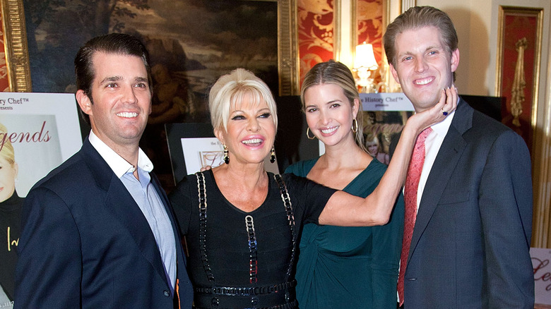 Ivana Trump posing with her kids