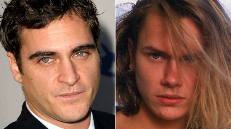 Joaquin Phoenix, River Phoenix posing