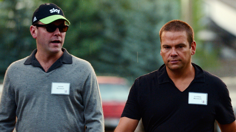 James and Lachlan Murdoch taking a walk